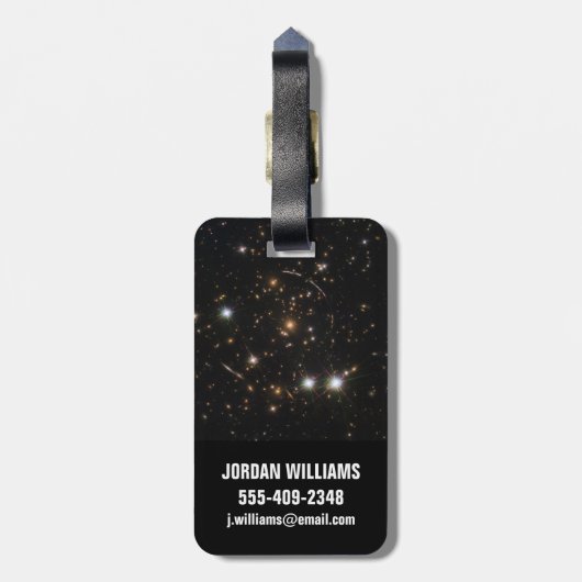 De Sunburst Arc in een enorme sterrenstelsel clust Bagagelabel (Achterkant verticaal)