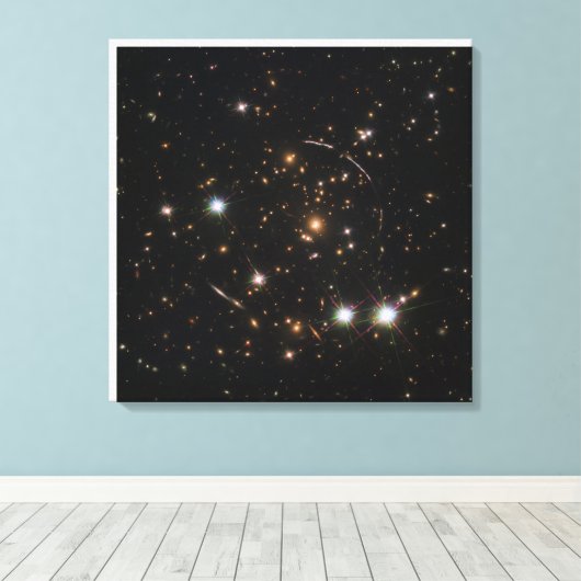 De Sunburst Arc in een enorme sterrenstelsel clust Canvas Afdruk (Insitu (Houten vloer))