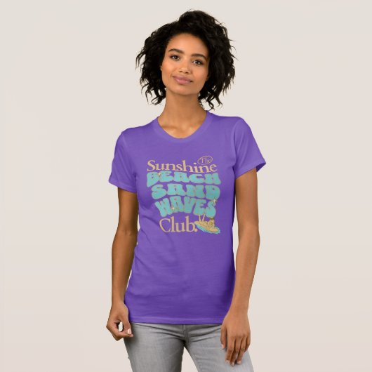 De Sunshine Club, strand, zand en golven zomer T-shirt (Voorkant volledig)