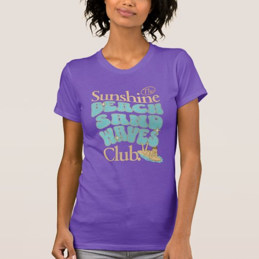 De Sunshine Club, strand, zand en golven zomer T-shirt (Voorkant)