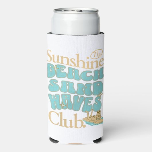 De Sunshine Club, Strand, Zand, Golven Zomer Quote Seltzer Blikjeskoeler (Seltzer Achterkant)