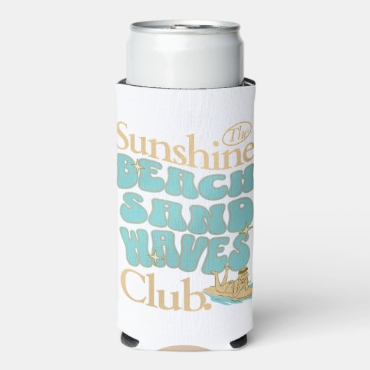 De Sunshine Club, Strand, Zand, Golven Zomer Quote Seltzer Blikjeskoeler (Seltzer Voorkant)