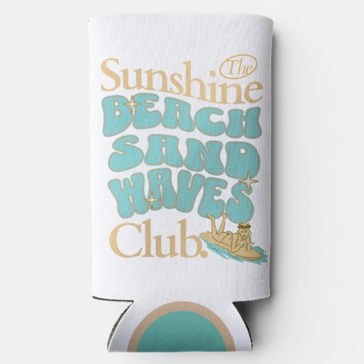 De Sunshine Club, Strand, Zand, Golven Zomer Quote Seltzer Blikjeskoeler (Achterkant)