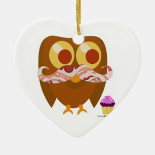 De super Trendy Uil van de Snor van het Bacon Keramisch Ornament