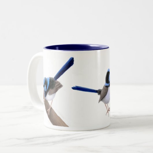 De superb Fairy Wren-Mok Tweekleurige Koffiemok (Voorkant links)