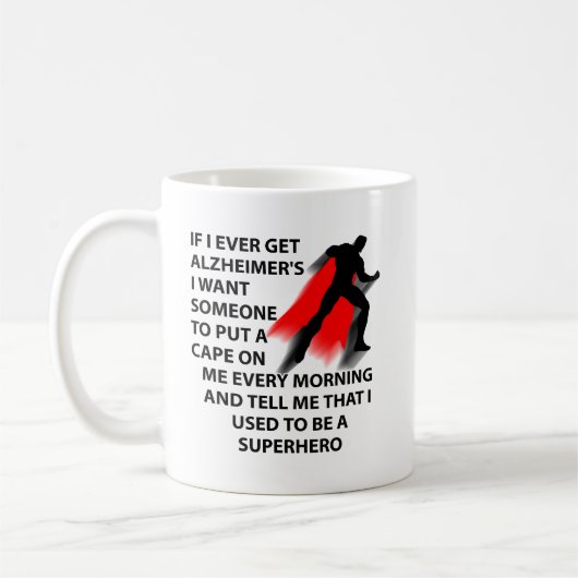De superheld van Alzheimer Funny Mug Koffiemok (Links)