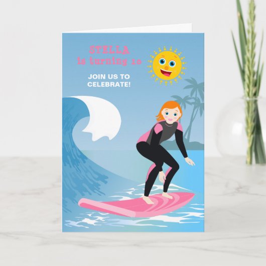 De surf is hoog Meidengverjaardagsfeestje (Voorkant)