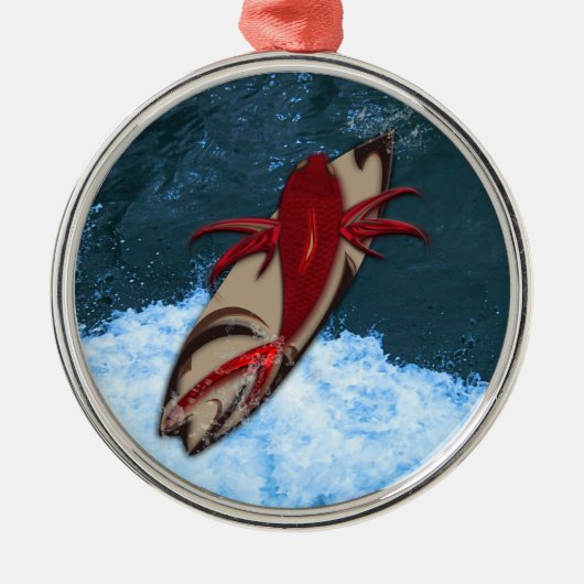 De Surf Is Op Metalen Ornament (Voorkant)