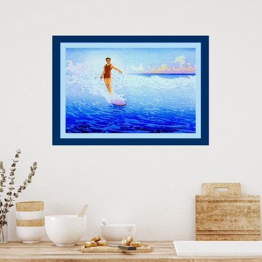 De Surf Rider ~ Hawaii ~  fijne kunst Poster (Keuken)