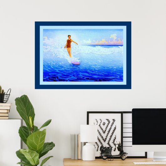 De Surf Rider ~ Hawaii ~  fijne kunst Poster (Thuiskantoor)