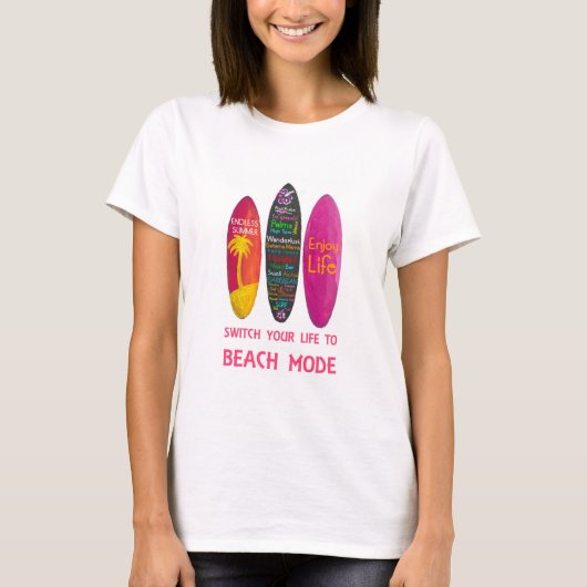 De Surfboard Triptiek van Geniet van het Leven Pos T-shirt (Voorkant)