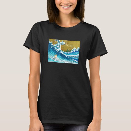De Surfende Golf Corgi T-shirt (Voorkant)