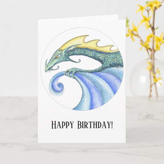 De surfende kaart van de Verjaardag van de Draak (Gele Bloem)