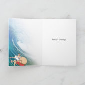 De surfende Kerstkaart van de Kerstman Feestdagen Kaart (Binnen)