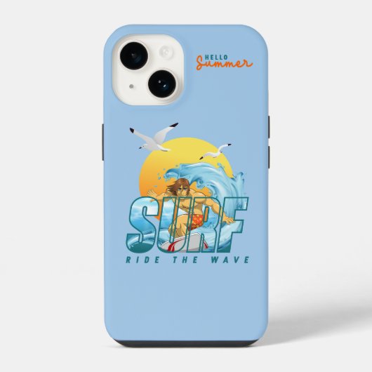 De surfer rijdt de golf | (M) iPhone Hoesje (Achterkant)