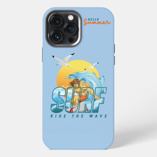 De surfer rijdt de golf | (M) iPhone Hoesje (Achterkant)