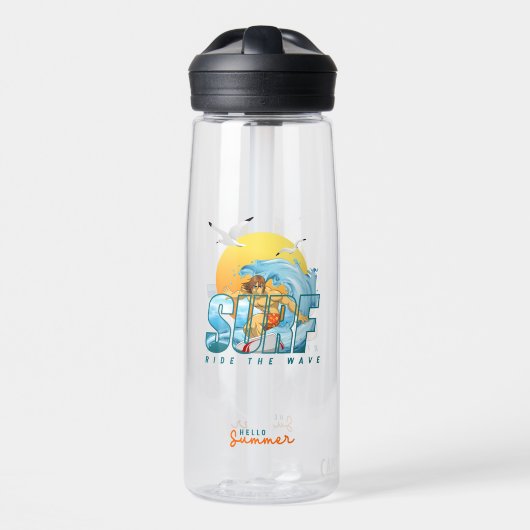 De surfer rijdt de golf | (M) Waterfles (Voorkant)