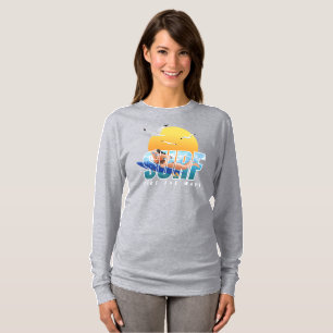 De Surfer Rijdt de Golf   Vrouwen Lange Mouwen T-shirt