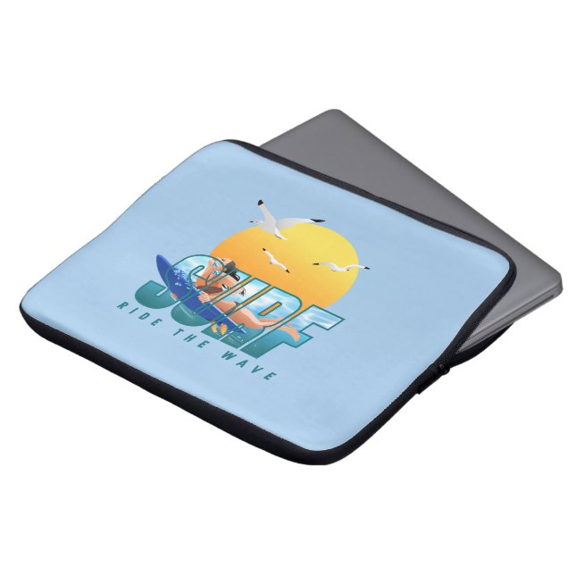 De Surfer rijdt op de Golf | 13-inch laptophoes (F Laptop Sleeve (Voorkant top)