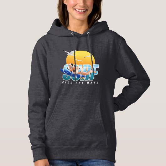 De Surfer rijdt op de Golf | Vrouwen Hoodie (Voorkant)