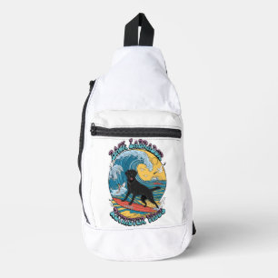 De Surfing Pup Black Labrador Retriever Sling Bag