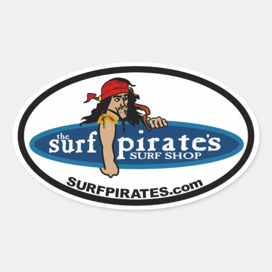 de surfpiraat's SURF SHOP sticker (4) (Voorkant)