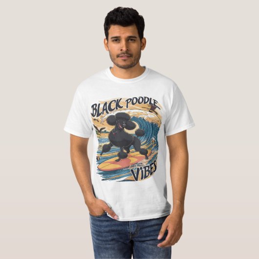 De surfpoedel t-shirt (Voorkant volledig)