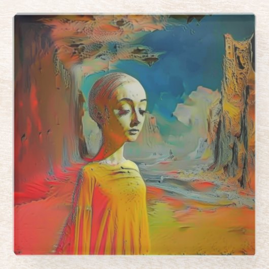 De surrealisme van dit alles glazen onderzetter (Voorkant)