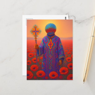 De surrealistische psychedelische priester briefkaart