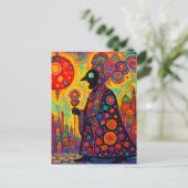 De surrealistische psychedelische priester wandelt briefkaart (Staand voorkant)