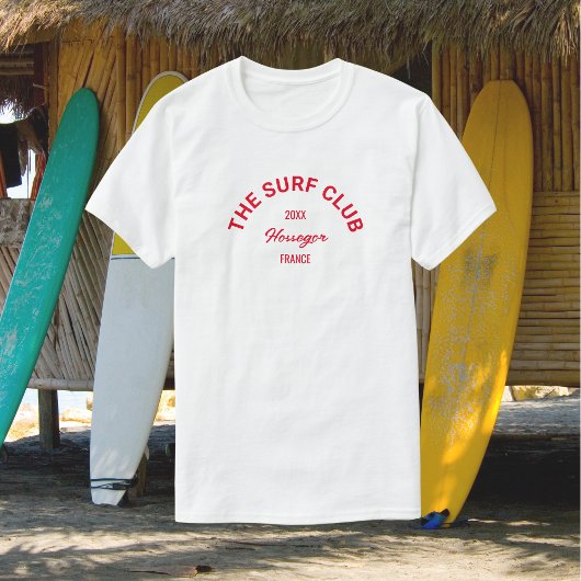 De Surven Club Custom Red Crest Surfers Wit T-shirt