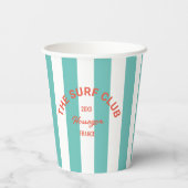 De Surven Club Red Crest Turquoise Cabana Stripe Papieren Bekers (Achterkant)
