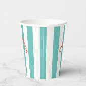 De Surven Club Red Crest Turquoise Cabana Stripe Papieren Bekers (Rechts)