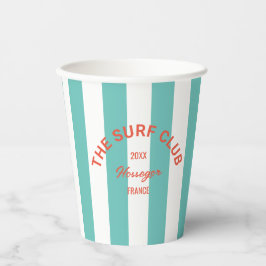 De Surven Club Red Crest Turquoise Cabana Stripe Papieren Bekers