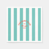 De Surven Club Red Crest Turquoise Cabana Stripe Servet (Voorkant)