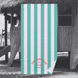 De Surven Club Red Crest Turquoise Cabana Stripe Strandlaken