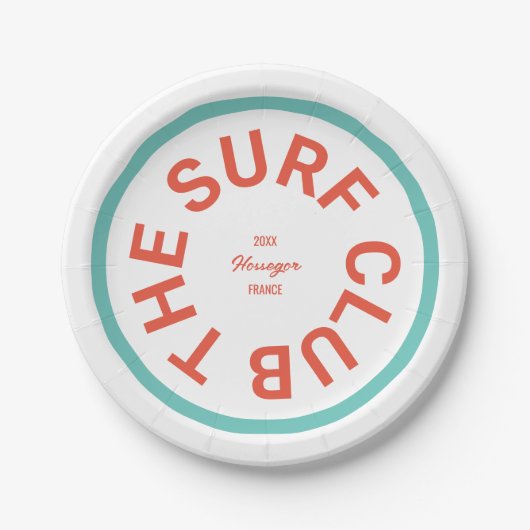 De Surven Club Red Crest Turquoise Stripe Papieren Bordje (Voorkant)