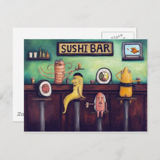 De sushi-balk briefkaart (Voorkant / Achterkant)