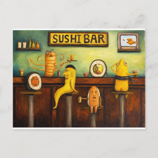De sushi-balk briefkaart (Voorkant)