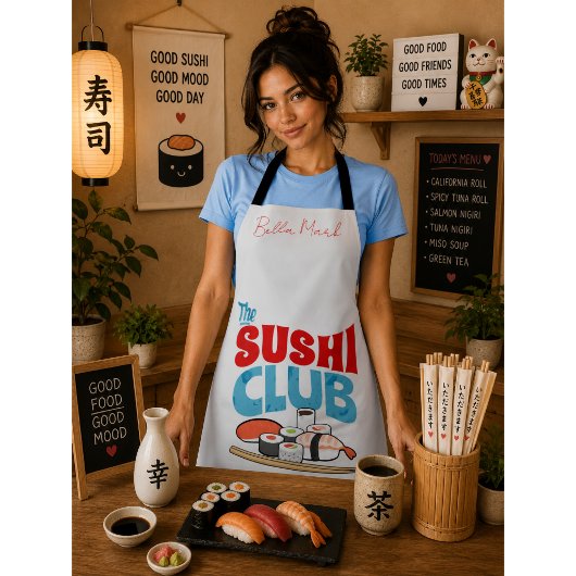 de sushi club, sushi schort