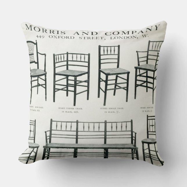 De Sussex Rush-Seated Chairs, gemaakt door Morris  Kussen (Voorkant)