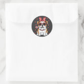 De Sweet Bulldog met de Lollipop Valentijnsdag. Ronde Sticker (Tas)
