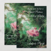 DE SWEET SIXTEEN PARTIJ Fuchsia Champagne Kaart (Voorkant / Achterkant)