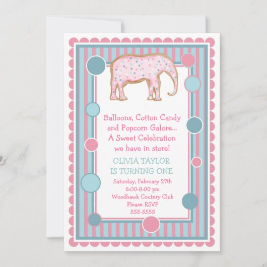 De Sweetest Little Circus Invitation Kaart (Voorkant)