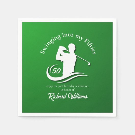 De Swingende Vijftiger Golf Feestviering Servet (Voorkant)