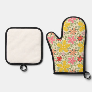 De Swirl Garden Keukenhanddoek Ovenwant & Pannenlap Set