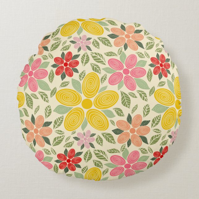 De Swirl Garden Worpkussen Rond Kussen (Voorkant)