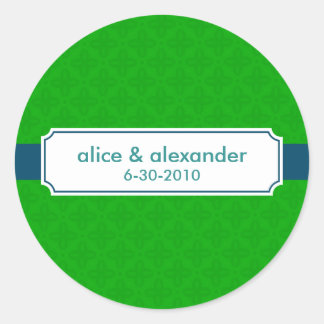 De Sylvia in Navy en Green Wedding Sticker / Label
