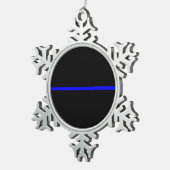 De symbolische dun blauwe lijn grafisch tin sneeuwvlok ornament (Rechts)