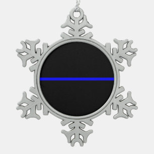 De symbolische dun blauwe lijn grafisch tin sneeuwvlok ornament